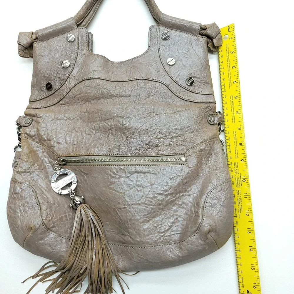 Foley & Corinna‎ Purse Mid City Tote Brown Taupe Pebbled Crossbody Hobo Zip